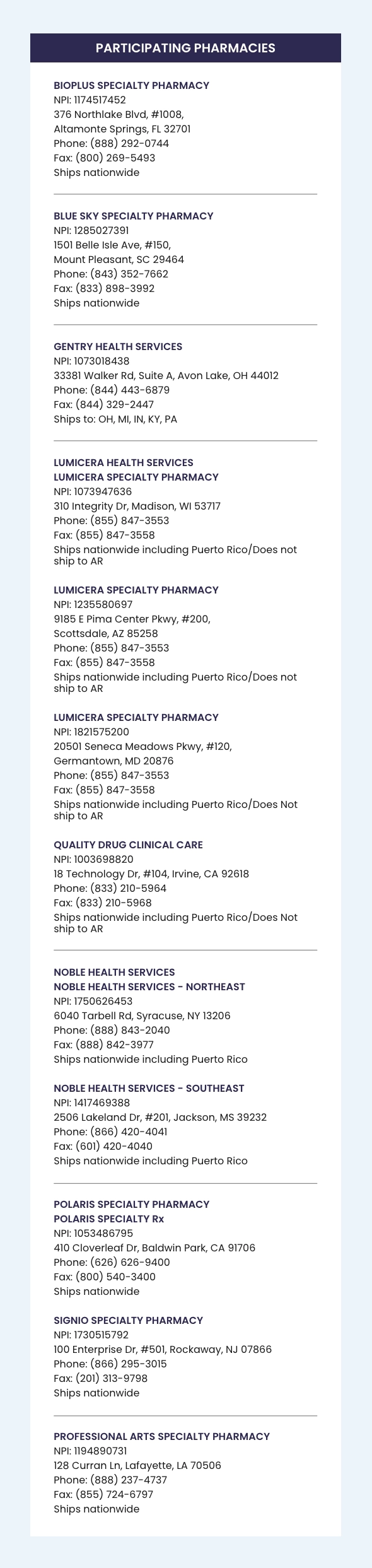 Image highlighting participating pharmacy list